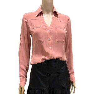 Express Women's Button Down Long Sleeve Collar Pockets Work Shirt XS NWOT 🦋